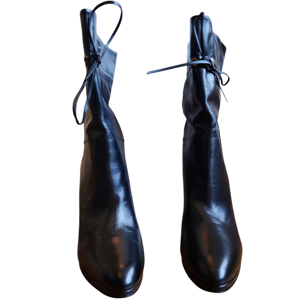Gucci Black Leather Drawstring Stiletto Mid-Calf Boots 626719 Size 10/10.5 US - Picture 12 of 13